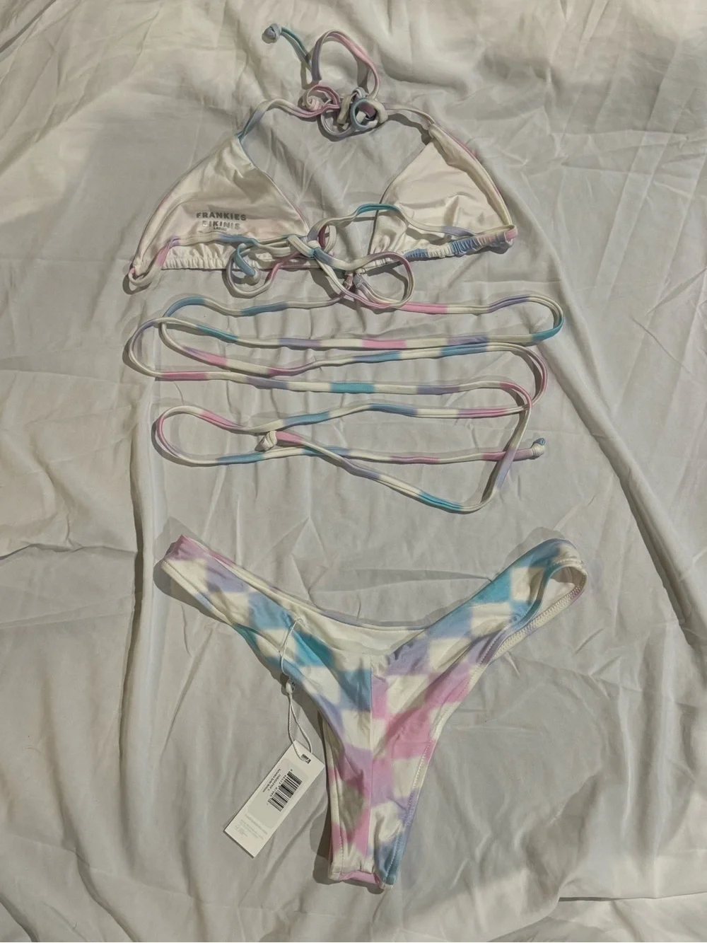 Frankie's Bikini X Alo Pastel Check Triangle Tie Bikini